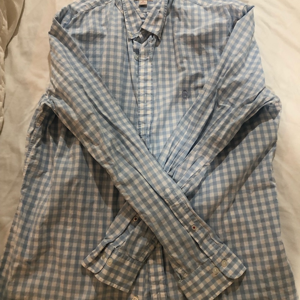 Brooks Brothers light blue gingham men’s cotton shirt